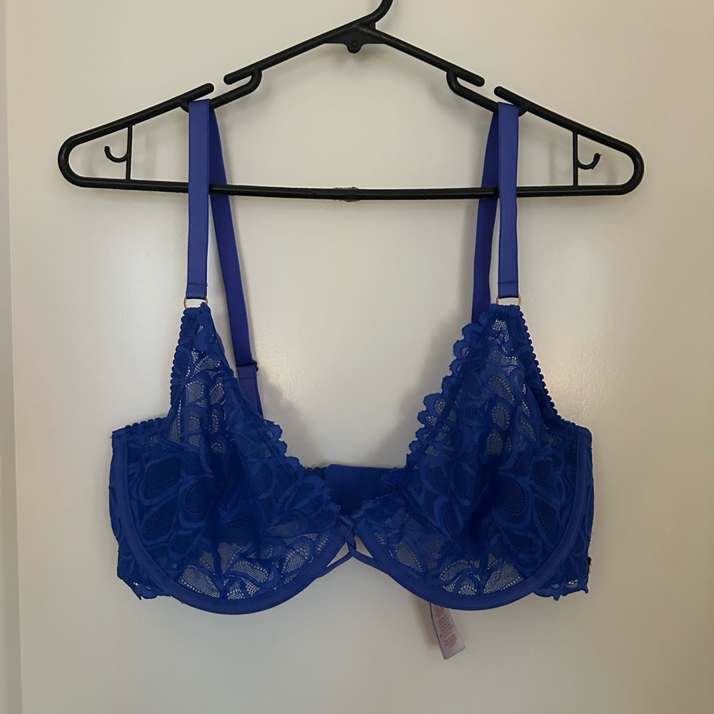 Savage X Fenty Vibrant Blue Lace Bra- 36DDD